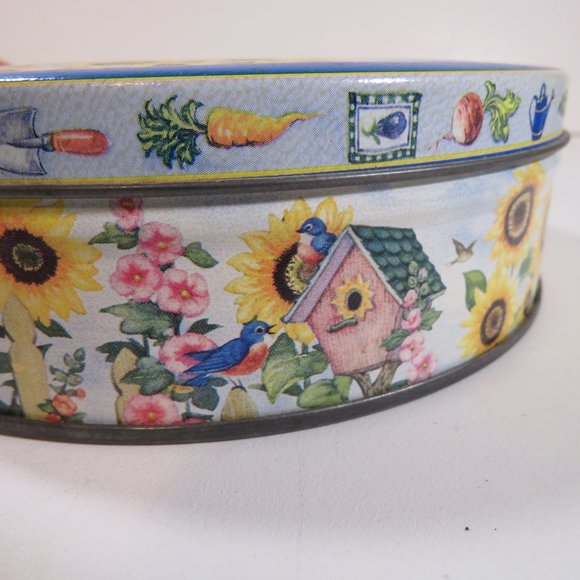 Gardening Rabbits Metal Tin Judith Ann Griffith 90's Sunflowers Birdhouse Family - Picture 4 of 8